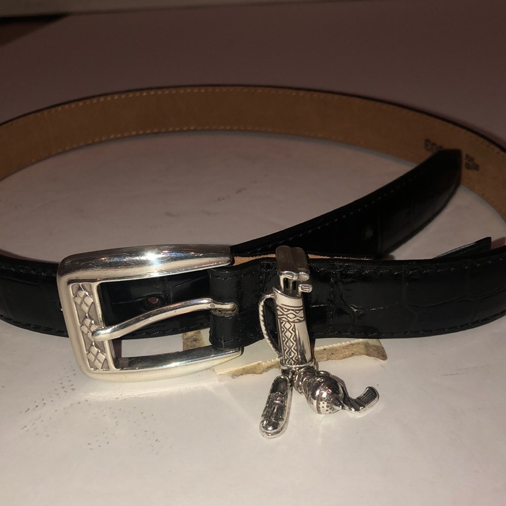 Brighton black patent leather ladies golf belt Sm